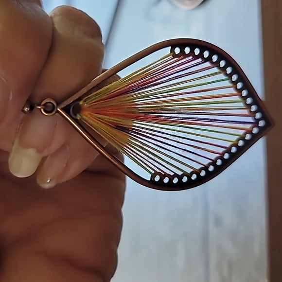 Multi Color Thread Earrings - Picture 2 of 6